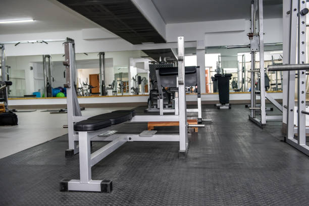 istock Different sport equipment in modern gym closeup 1161585492