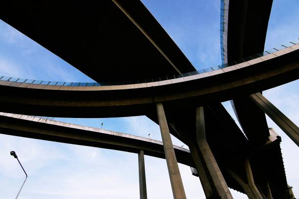 istock Curve bridges and foundation pillars. 1161585628
