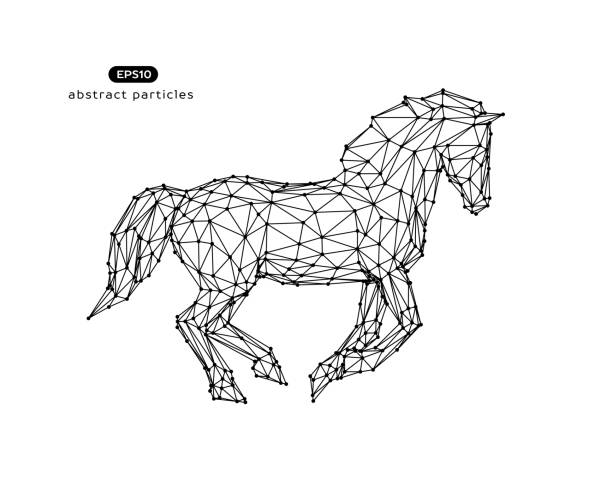 bildbanksillustrationer, clip art samt tecknat material och ikoner med vektor abstrakt illustration av hästen. - horse net