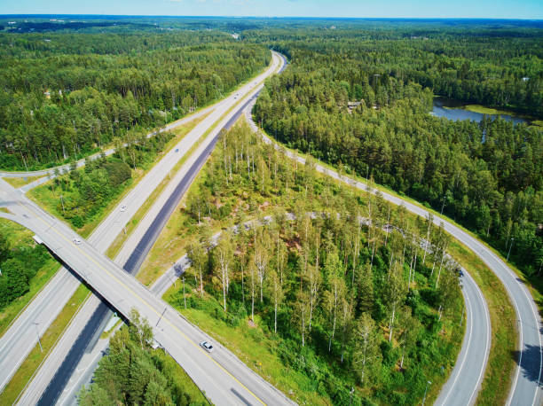 istock Aerial view of road interchange 1161590945