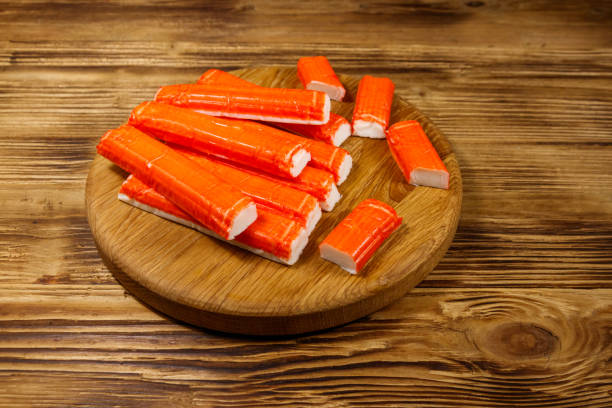istock Crab sticks on cutting board on wooden table 1161591985