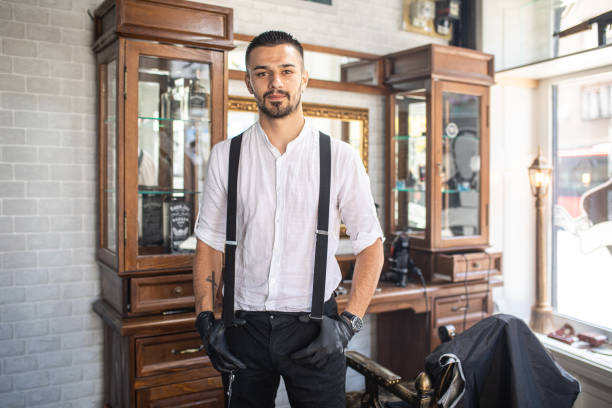 istock Old fashioned barber in his shop 1161593366