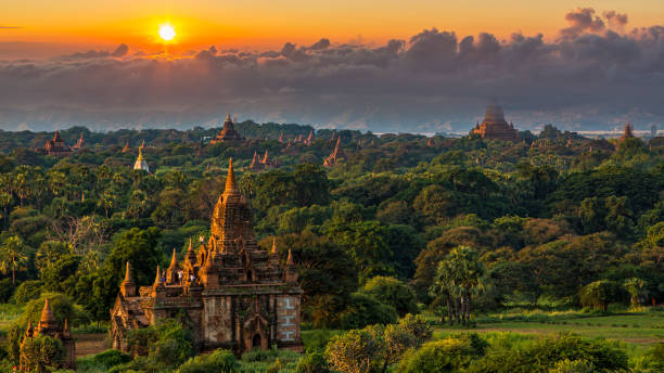 istock Ancient temple in Bagan after sunset, Myanmar temples in the Bagan Archaeological Zone, Myanmar. 1161593706
