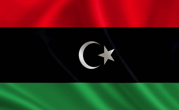 bild der flagge libyens. serie "afrika" - libya flag libyan flag three dimensional shape stock-fotos und bilder