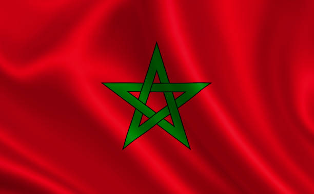image of the flag of morocco. series "africa" - moroccan flag imagens e fotografias de stock