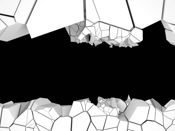 istock Dark destruction cracked hole in white stone wall 1161597359