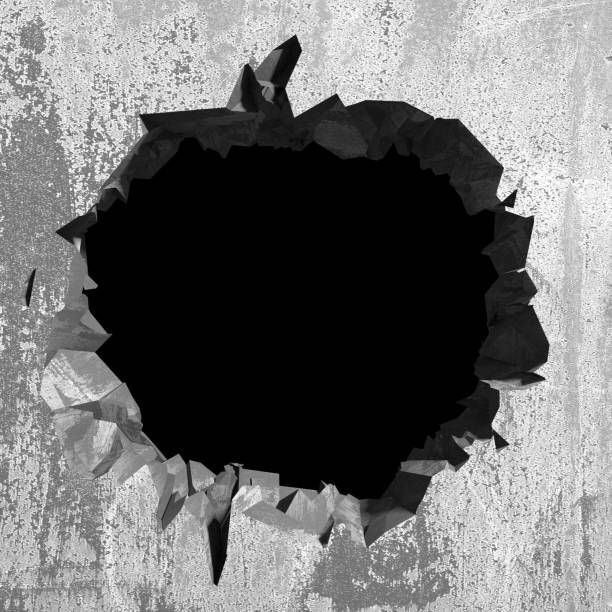 istock Dark cracked broken hole in concrete wall. Grunge background 1161598548