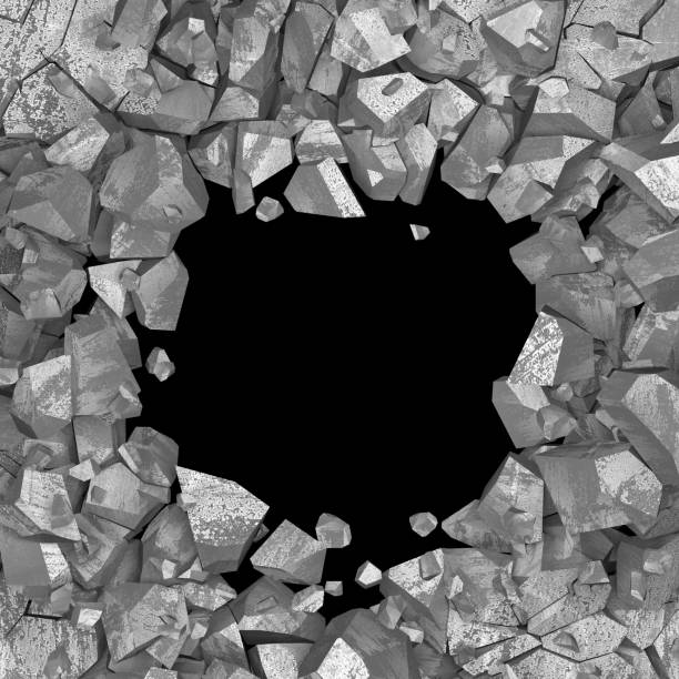 istock Dark cracked broken hole in concrete wall. Grunge background 1161599015
