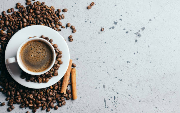 istock white coffee Cup with fragrant espresso on grey background with space for text 1161600460