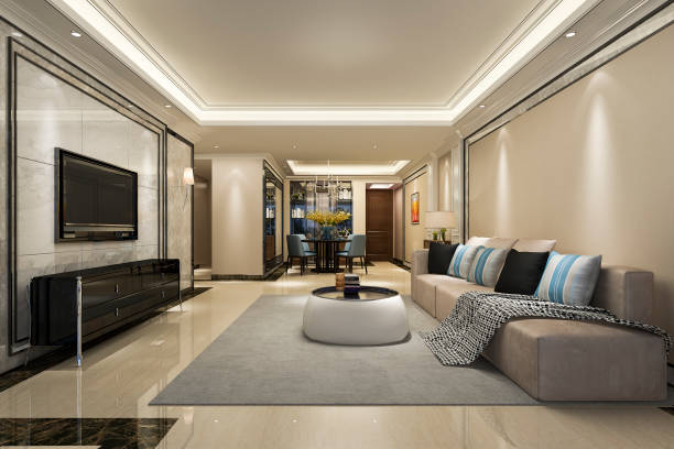 istock 3d rendering modern dining room and living room with luxury decor 1161604140