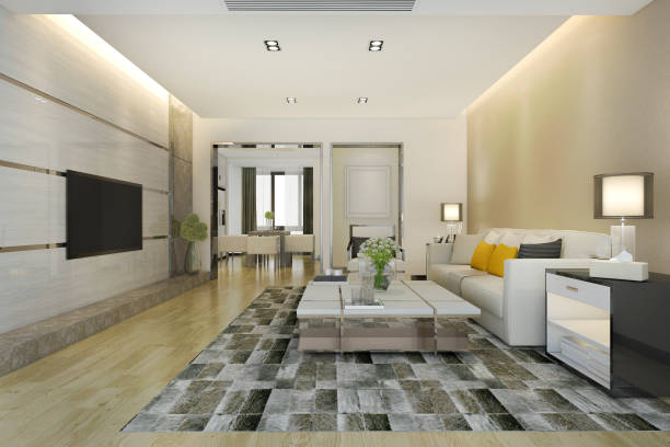 istock 3d rendering modern dining room and living room with luxury decor 1161604146
