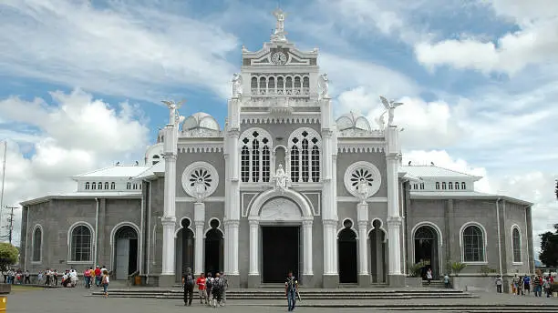 Basilica of the Angels in Cartago, Costa Rica.  View from the plaza.
