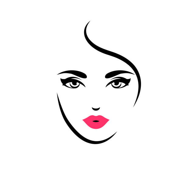 женщина с красными губами - women human face sensuality human eye stock illustrations