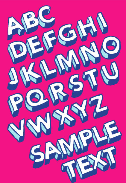 illustrazioni stock, clip art, cartoni animati e icone di tendenza di sketch vector alphabet tridimensionale - pencil drawing alphabet capital letter text