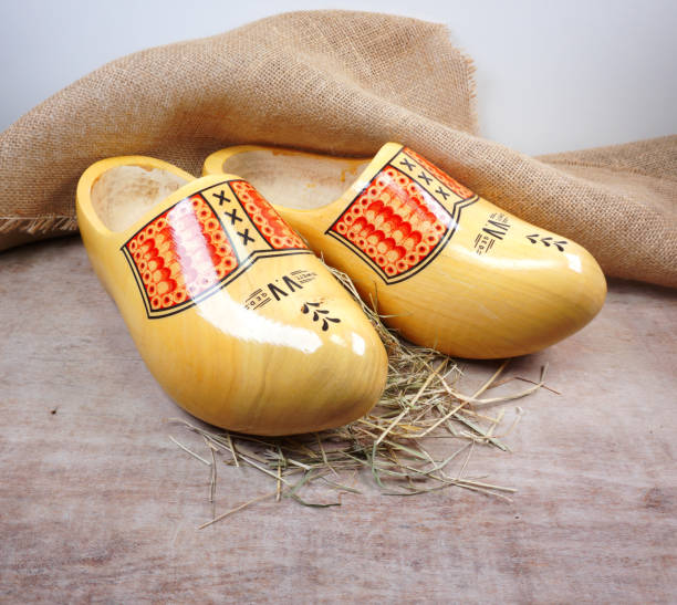 istock Typical dutch wooden clogs (klompen), painted with burlap/hessian and straw like old tradition Dutch culture and farming 1161609165