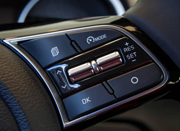 istock Cruise control buttons on the steering wheel 1161609363