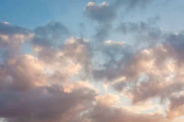 istock Beautiful natural blue sky background with clouds in sunny day before sunset 1161617425