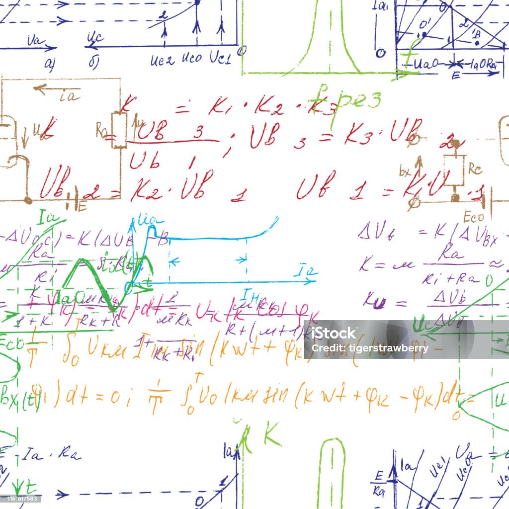 Geometric Math Graph Image Math And Geometry Seamless Pattern With Handwriting And Drawing Of ...