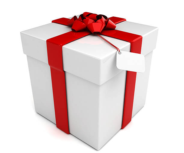 istock Christmas Present (Square) with Ribbon & Tag - isolated 116162415