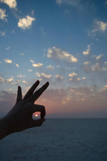 istock Sunset and left hand silhouette at salt desert 1161627164