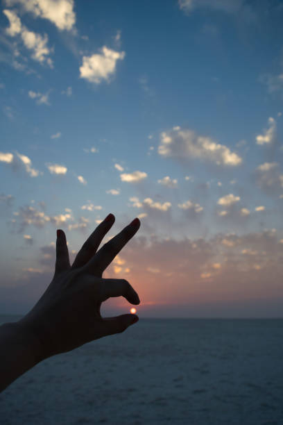 istock Sunset and left hand silhouette at salt desert 1161627718