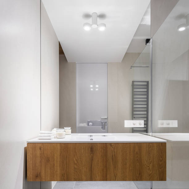 istock Wooden basin cabinet 1161635012