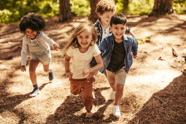 istock Kids race in the forest 1161635111