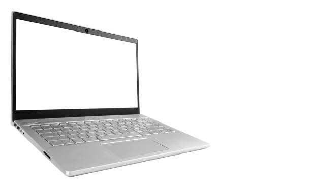istock Laptop computer PC with blank screen mock up isolated on white background. Laptop isolated screen with clippin path. PC computer white screen with copy space. Empty space for text. 1161640981