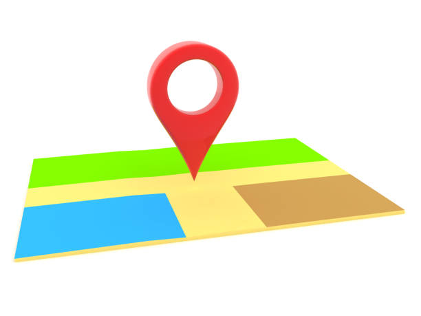 istock 3D Rendering of red location pin on map 1161643770
