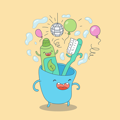 Toothpaste People Fun Toothbrush And Toothpaste Are Having Fun Childrens Illustration For ...