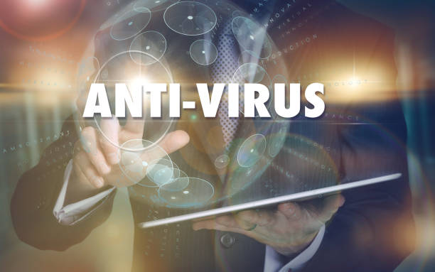 istock Anti-Virus business concept on a futuristic display. 1161645151