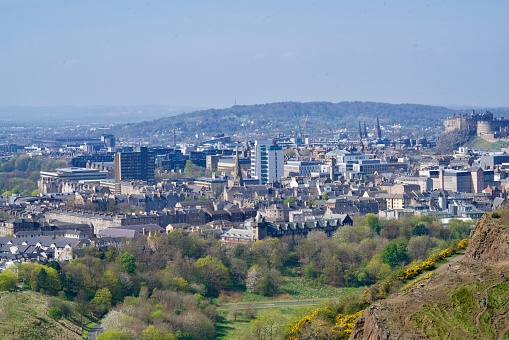 Cityscape of Edinburgh, seen from the Holyrood Park