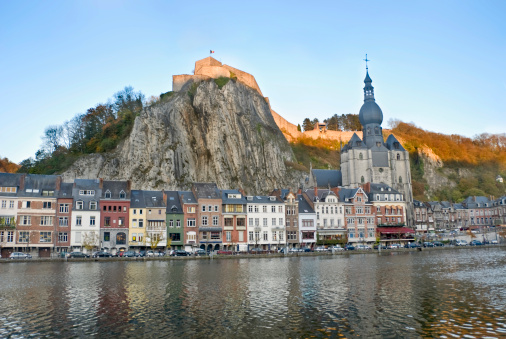 Fortress on a rock in a city.  Dinant,  Belgium.