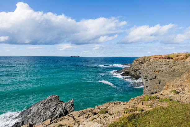 istock Coastline in Harlyn Bay, north coast of Cornwall, England 1161663494