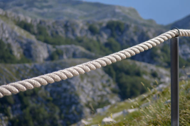 Stony road with rope fence on the peak Sv. Jure in Biokovo national park, Croatia