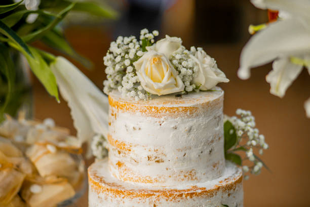 istock Wedding cake decorated with flowers 1161667067