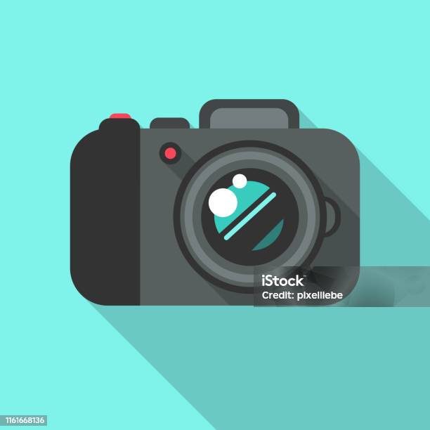 디지털 사진 카메라 평면 디자인 벡터 아이콘 카메라에 대한 스톡 벡터 아트 및 기타 이미지 - 카메라, 가정용 캠코더, 아이콘