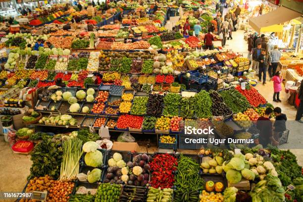 Local Fruit And Vegetable Bazaar Konya Turkey Stock Photo - Download Image Now - Market - Retail Space, Bazaar Market, Fruit