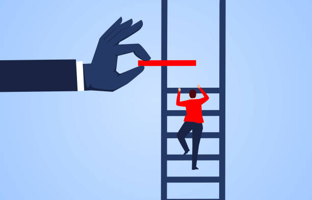 tırmanmaya, el işadamı merdiven inşa yardım - i̇lerleme illüstrasyonlar stock illustrations