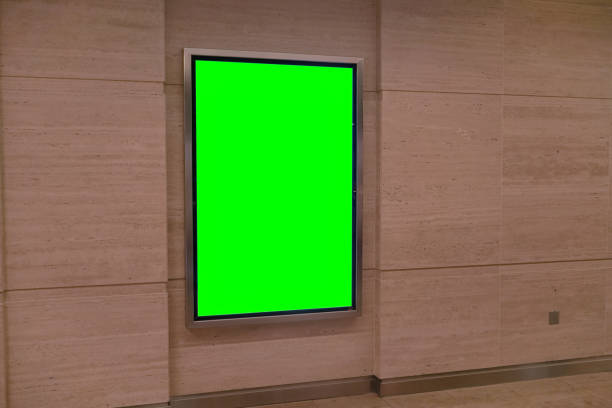 istock Wall with light display ad board - green color advertisement mock up 1161676193