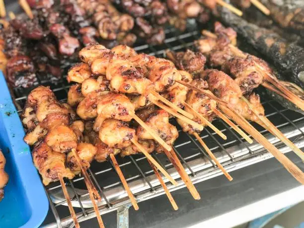 Photo of Roast food is a street food that is popular with tourists.