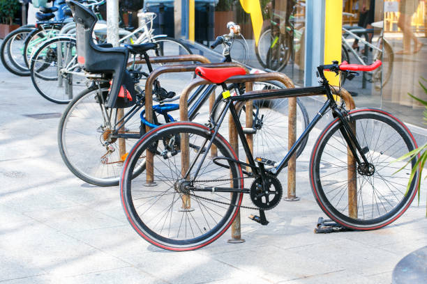 istock Bicycle parking supermarket or office, Europe. 1161679413