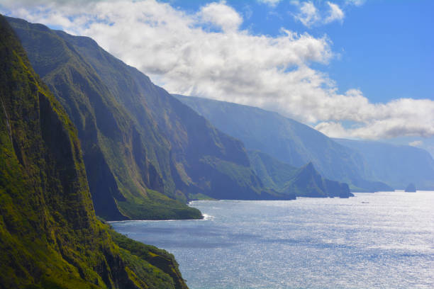Maui hilltop crater only accessible by helicopter.Maui hilltop crater only accessible by helicopter.Molokai Aerial from Helicopter View