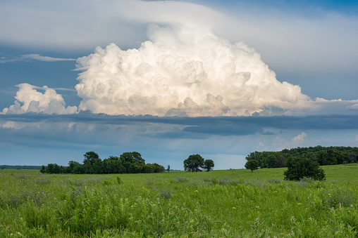 This thundercloud was photographed at the Tallgrass Prairie Preserve in Oklahoma in early June.