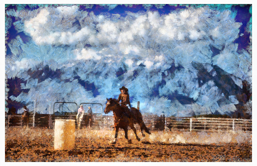 Young cowgirl barrel racing rodeo - digital photo manipulation