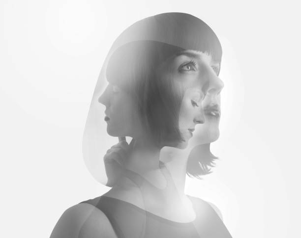 Multiple exposure of woman and faces Multiple exposure of woman and faces schizophrenia photos stock pictures, royalty-free photos & images