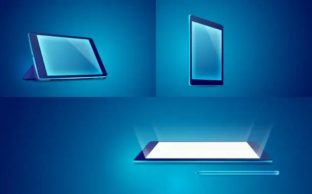 Vector illustration of tablet blue