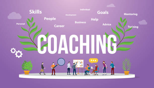 ilustrações de stock, clip art, desenhos animados e ícones de coaching concept with people teching and discussion to share education in business with modern flat style - vector - 2271