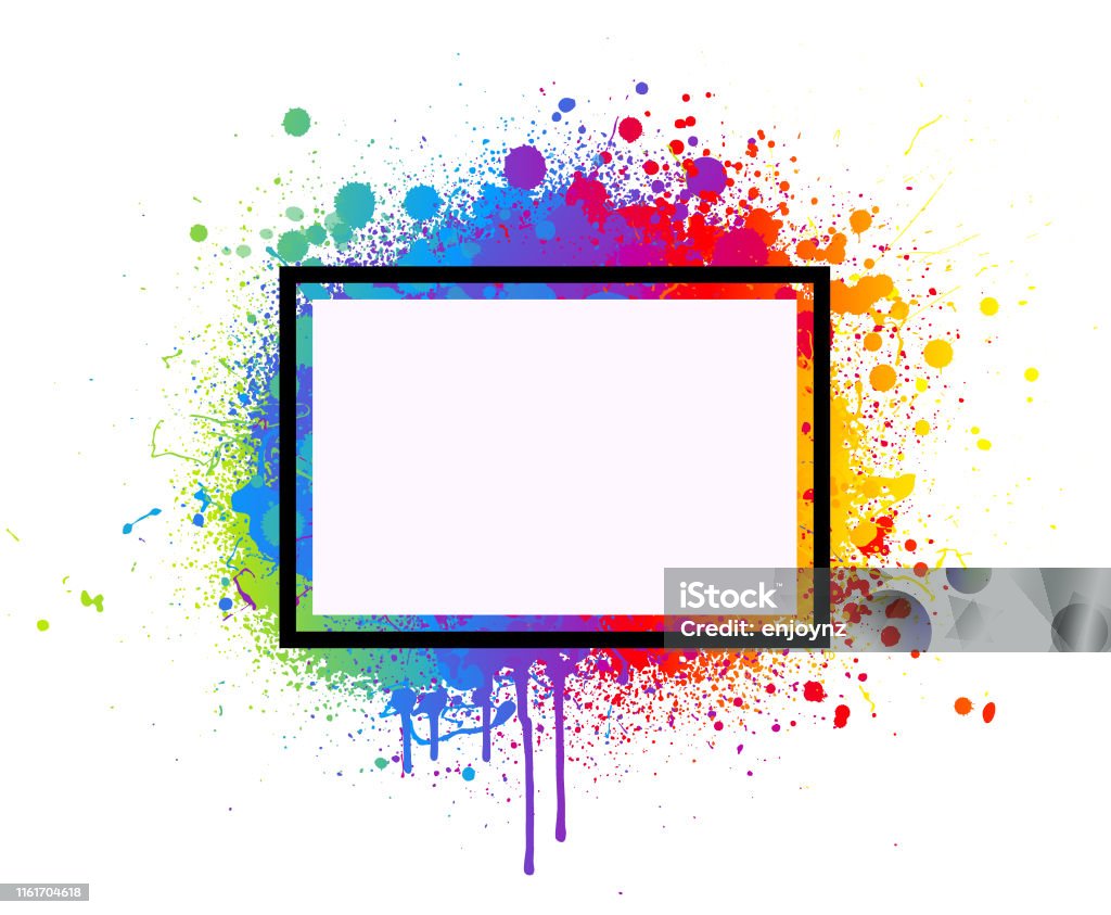 Color Splash Frameborder Rainbow Paint Splash Frame Stock Illustration - Download Image Now ...