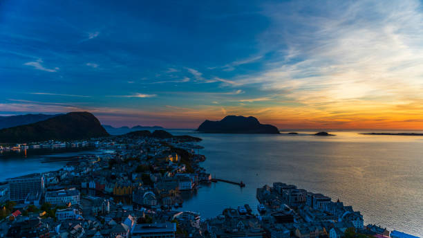 istock sunset aerial view over Alesund 1161714394